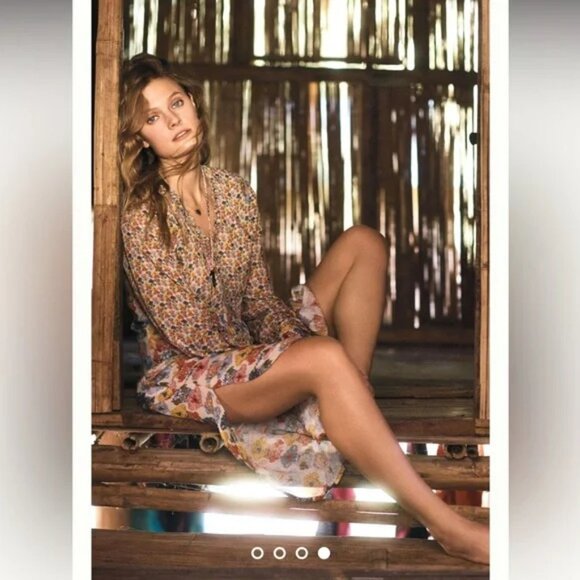 NWT Anthropologie Bl^nk / Bl-nk / Blank Lucia Tunic Blouse in Neutral Mot  Sz XS - Picture 2 of 13